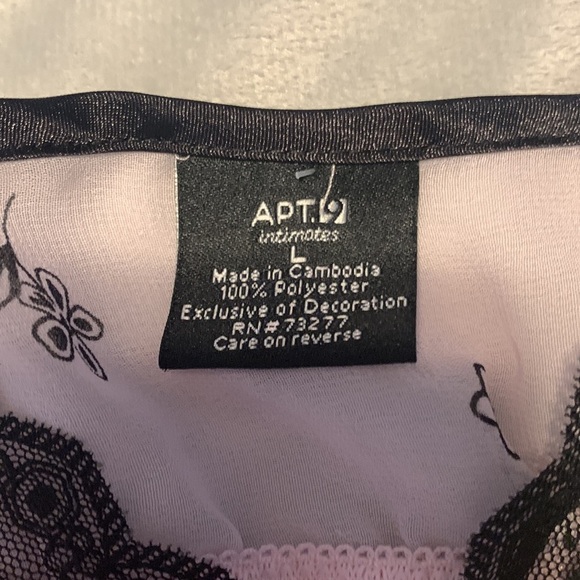 Apt. 9 babydoll nightie slip dress teddy cami baby pink black lace floral size L - Picture 7 of 9